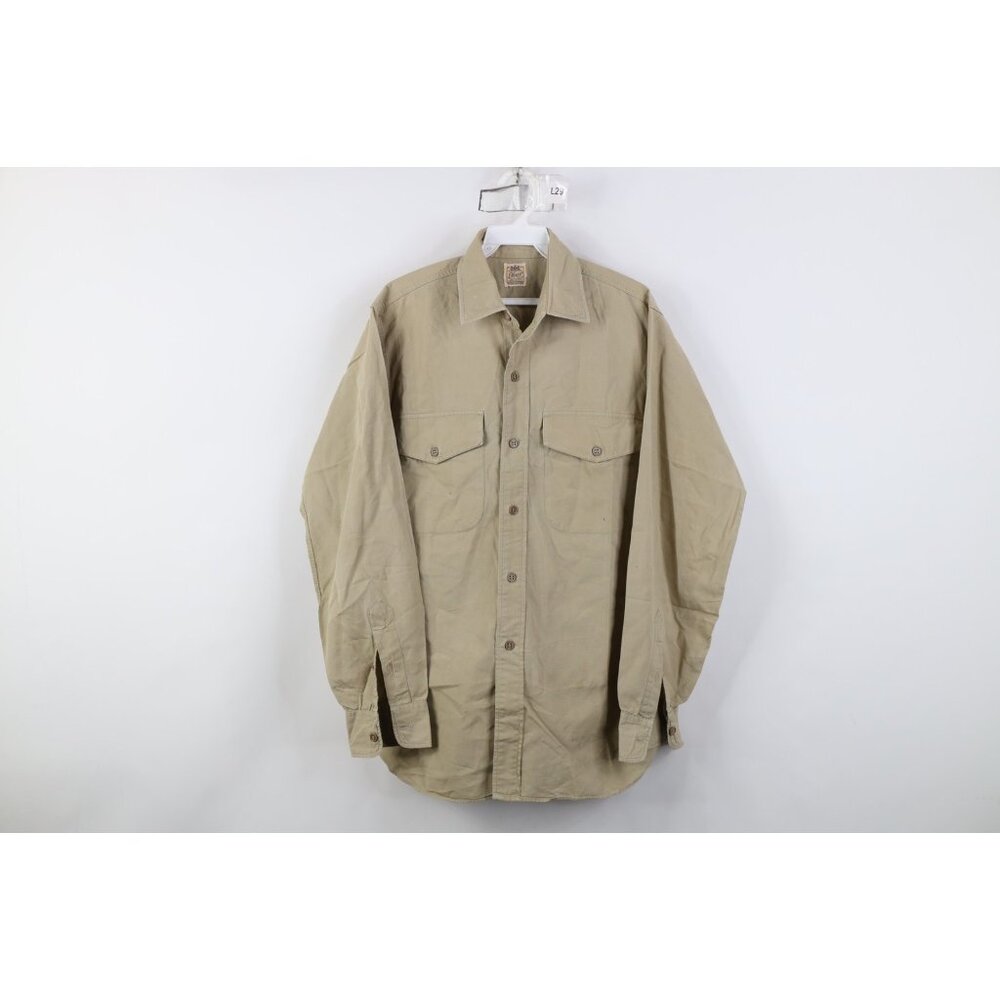 Vtg 40s 50s Elbeco Poplin Mens 15.5 Military Styl… - image 1